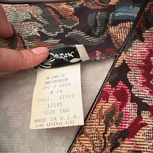 Vintage Serbin 80s Blazer Floral Red Pink Women's Plus Size 16W Formal Wear