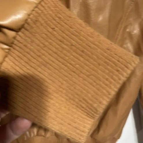 Maternity Faux Leather Vintage Full Zip Jacket Medium Tan Size undefined