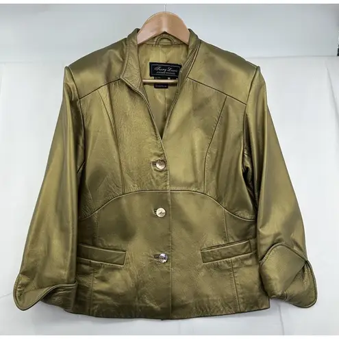 Terry Lewis Classic Luxuries Gold Shimmer Genuine Leather Jacket Large