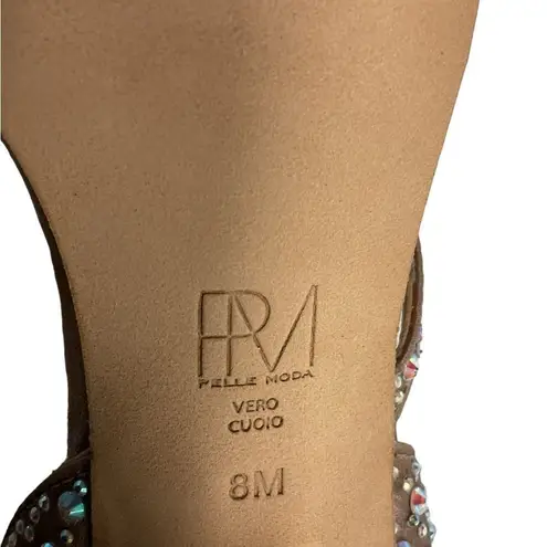 Pelle Moda Aurora Borealis Crystal Embellished Rose Gold Evening Sandals Size 8