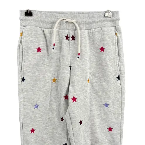 Marine layer Womens XS Jogger Sweatpants Light Gray Embroidered Stars Drawstring