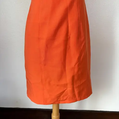 Wrapper Vintage 90s Solid Orange Sleeveless Sheath Dress