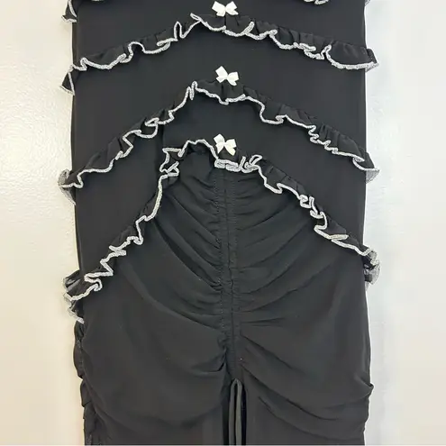 NWT Klesis Black/White Ruffle Mesh Strapless Maxi Dress Size Small Black