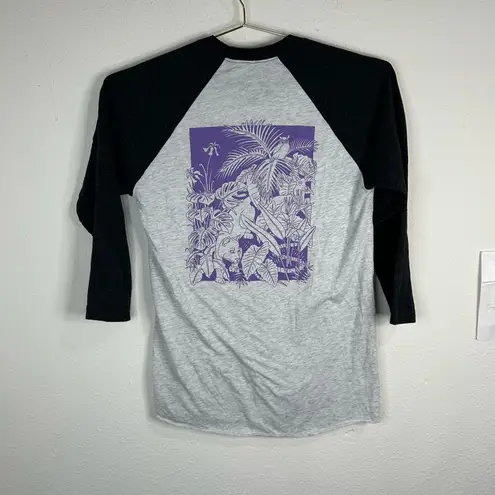 Juliana Bicycles Bike Night Shirt Women XS Raglan Tee MTB Graphic Jungle Art Gray