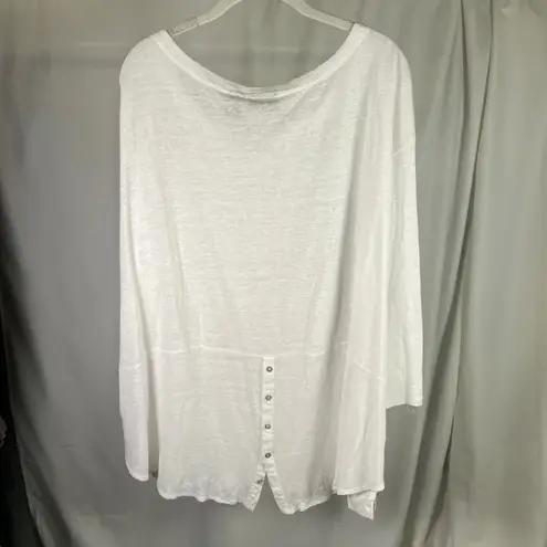 Adrienne Vittadini White Linen Dolman Sleeve Top Blouse Plus Size 2X Coastal