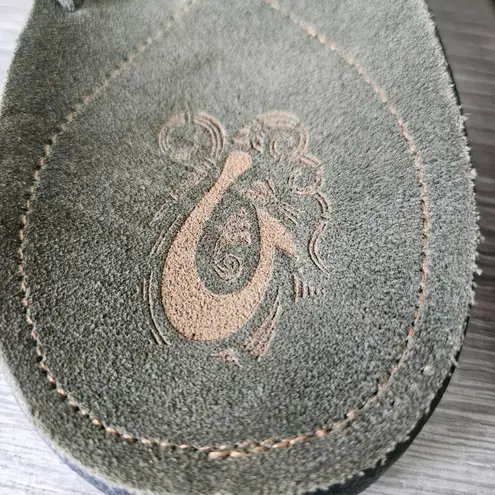 OluKai Mauka Flip Flop Sandals Olive Green Leather Womens Size 10 Discontinued