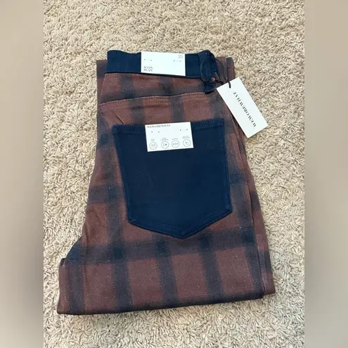 We Wore What Plaid Color Block Icon Jeans Cocoa Navy Stretch Twill Size 25 NWT