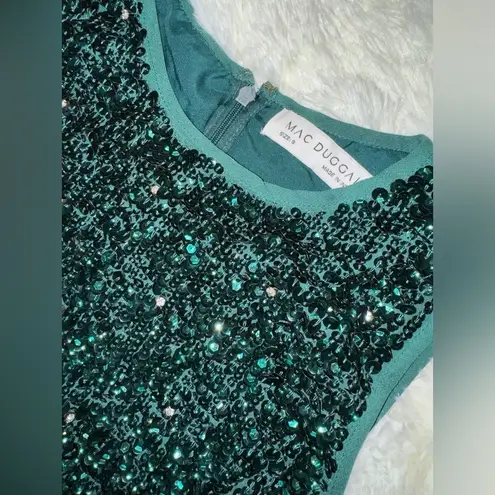 Mac Duggal NWOT Sleeveless High Neck Midi Sheath Dress NEW Size 8 deep emerald