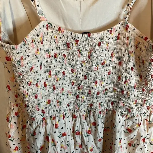 Floral Print Mini Dress Sleeveless Ruffle Hem Summer Sundress Red Size undefined