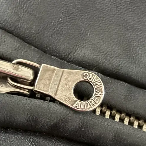 Andrew Marc Leather Jacket with Fur Trim and Hood - Womens Size S