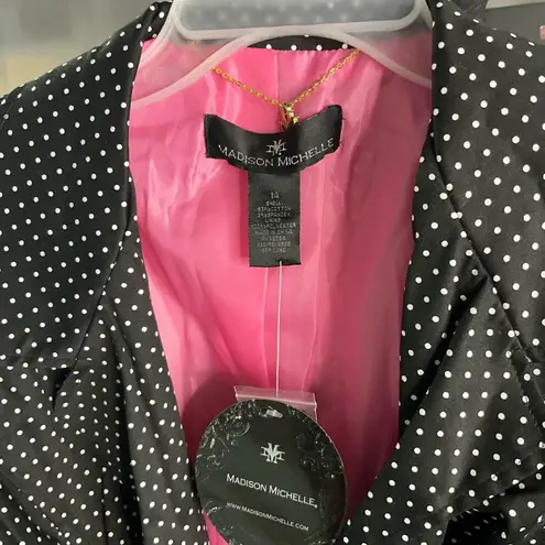 Stylish Black Polka Dot Women's Trench Coat