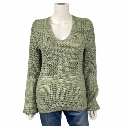 Adyson Parker Alyson Parker NEW Green Knit Sweater V Neck Textured Soft Cozy Stretch Size S - Image 2