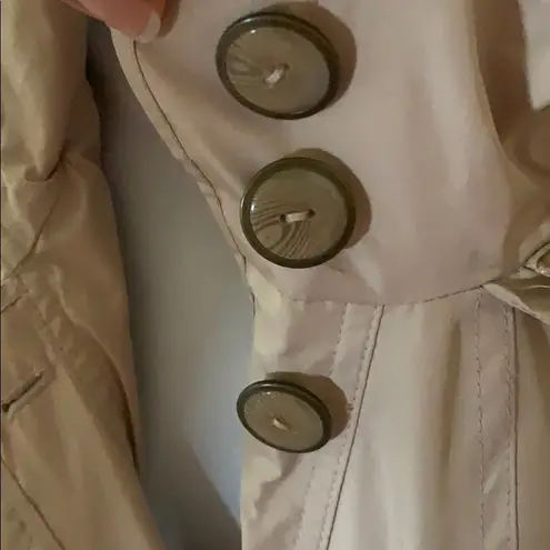 Dennis Basso rain jacket in kakhi with flowers xs