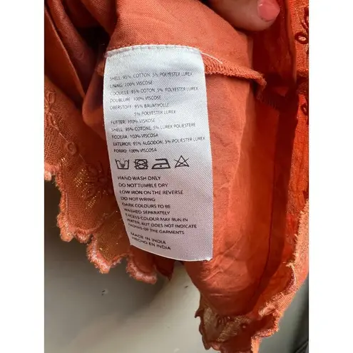 Ollari Greta Blouse in Fiesta Coral NWT Sz. S Orange