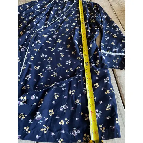 Banana Republic  Size Medium Vintage Dark Blue Floral Rayon Robe Knee Length EUC