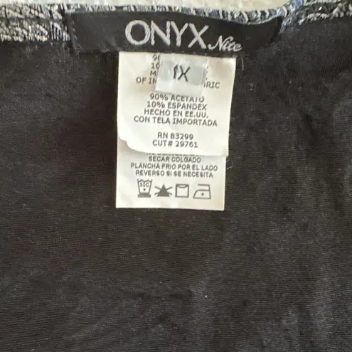 Onyx Nite Onyx Women Sparkle Formal Party Glitter Silver Gold Blue Sz 1X Babydoll Top