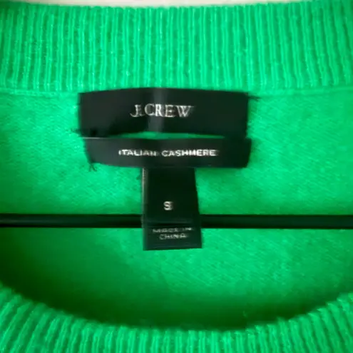 J.Crew  3/4 Sleeve Cashmere Crew Neck Sweater in Bright Green Size S