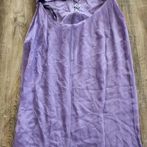 Retrofête Retrofete Larissa Dress in Dusty Lilac Purple Large Silk NWT Corset Semi Sheer