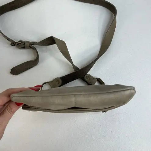 ALLSAINTS Spitalfields Hera Crossbody Bag Leather Distressed Gray Adjustable