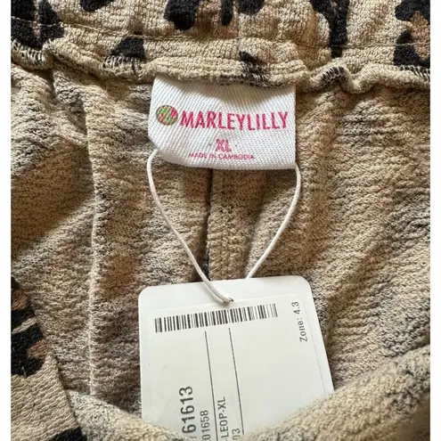 MarleyLilly Terry Lounge Shorts Leopard Print Elastic Waist Casual XL NWT