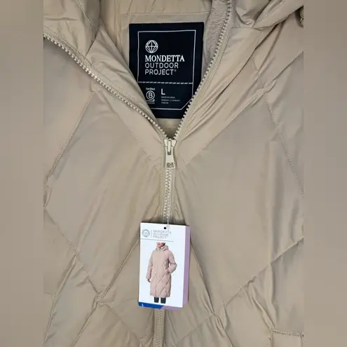 Mondetta Women's Long Diamond Quilted Parka Down Fill Tan size large