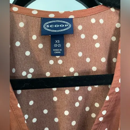 Scoop Wrap Blouse | NWT | Polka Dot | Size XS | Retro Pinup | Coquette Brown