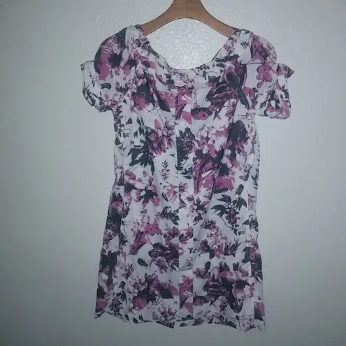 Jean Paul Gaultier L Short Sleeved Floral Purple Pink Mini Dress Size L