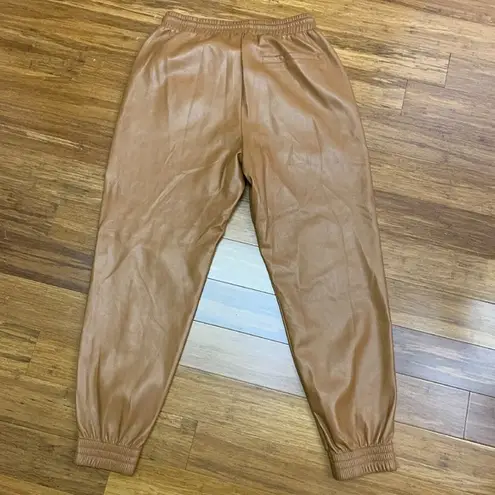 Bagatelle Faux Leather Joggers Womens Medium Brown Drawstring Waist Pockets
