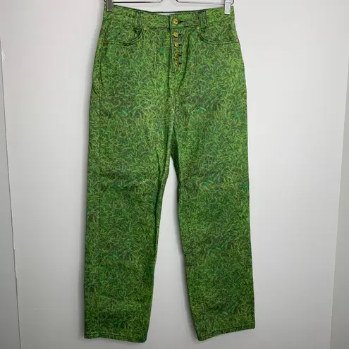 House of Sunny London Fields Jessie Straight Leg Grass Print Jeans Womens US4 Green Size 4