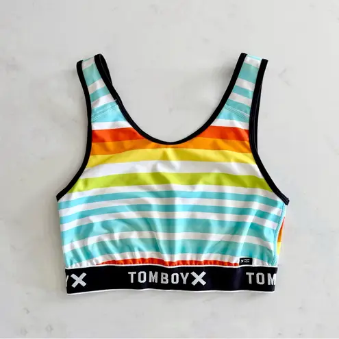 TomboyX Sunset Stripes Sport & Swim Top, sz. S Black