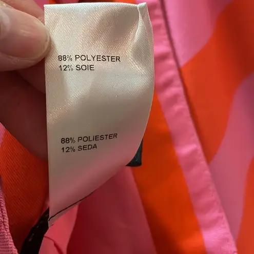 Doncaster Collection Pink & Orange Striped Silk Blend Pencil Skirt