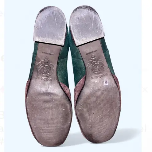 Maliparmi Women’s Brown Green Suede Boots Size 7 Italy Low Heel Ankle Booties