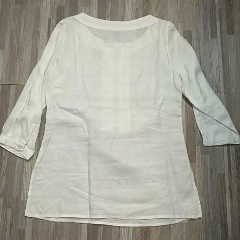 Saint Tropez West White Linen Tunic with Zipper! Size Small