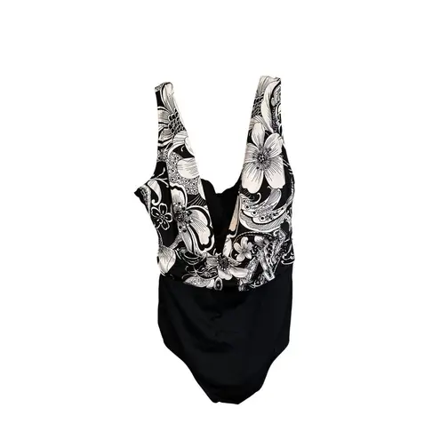 Longitude Floral One-Piece Swimsuit 20W With Padded Cups Full Coverage Swim