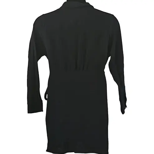 Belle Beach by Kim Gravel Petite Gauze Tie Front Shirt Dress – Size LP – Black
