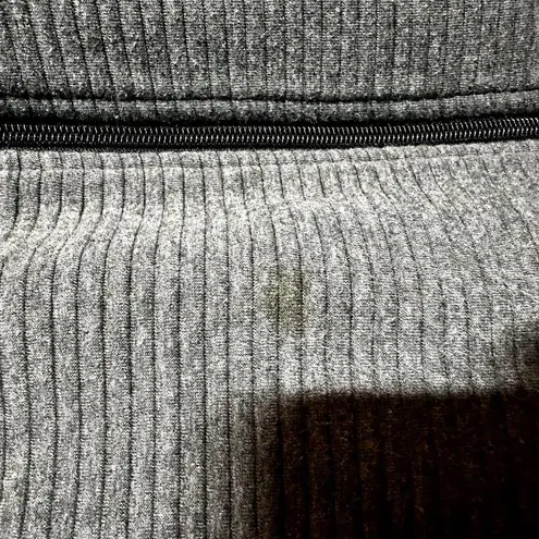 Stoic Jacket Drawstring Hood Ribbed Full Zip Cotton Long Sleeve Knit Gray Medium