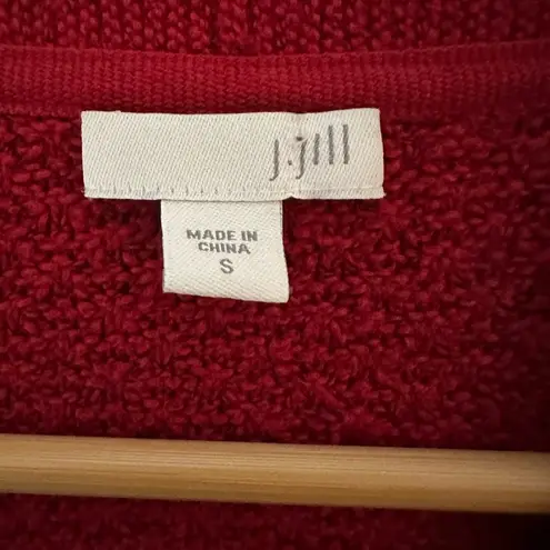 J.Jill  Women’s Cardigan Sweater Open Pinned Long Red Size S Relaxed