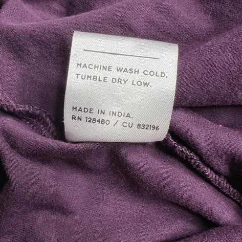 Pact Women's XL Purple Wide Leg Cropped Pants Tie Waist Organic Cotton Boho