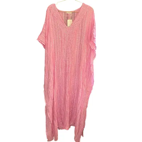 Pitusa NWT Pink Metallic Weave Thobe Kaftan Maxi Cover