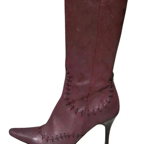 Donald Pliner Couture Wine Metallic Leather Boot Shoe New Over The Knee $695 NWT