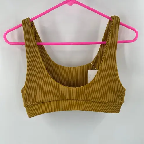 Kulani Kinis Bikini Top Medium NWT Crop Ribbed Mustard Swim Beach Rib Resort