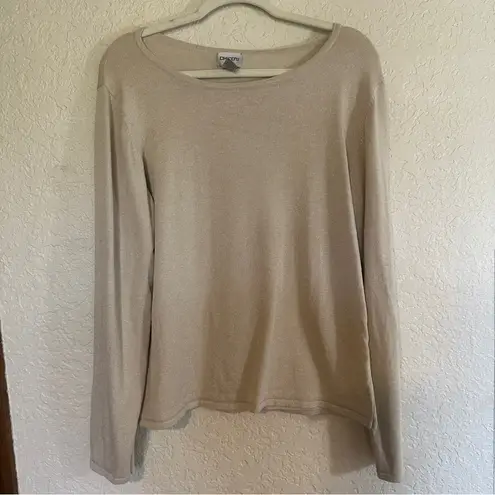 Chico's Light Beige Gold Metallic XL Long Sleeve Shimmer Sweater 3
