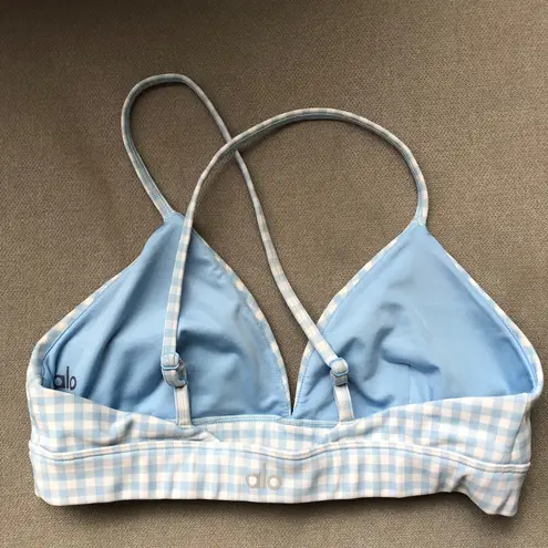 Alo Yoga Vapor Splendor Gingham Bra Blue Skies XS