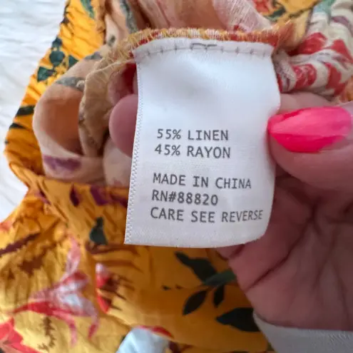 RACHEL Rachel Roy sunflower yellow Red size‎ large pockets linen crop pants Orange