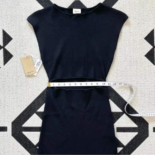 Wilfred Free Cut Out Ribbed Knit Sweater Mini Dress in Black Medium