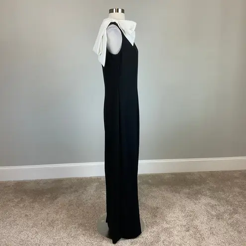 One Shoulder Bow Accent Column Evening Gown Size 8 Black Formal Dress by MARINA