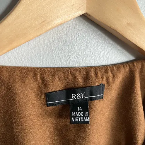 VINTAGE brown faux suede western cottagecore cropped jacket 70s chic Revival Size M