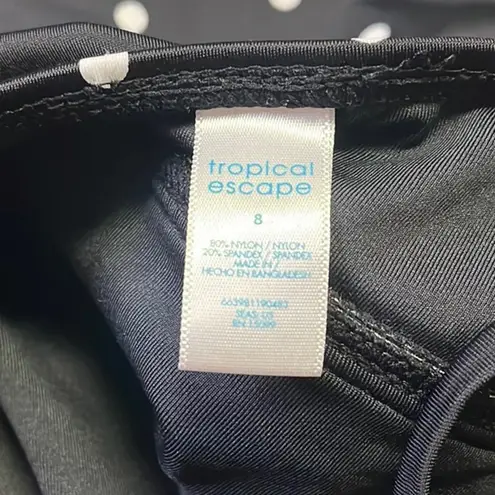 Tropical Escape Polka Dot Swimsuit One Piece Swimdress Black White 6 8