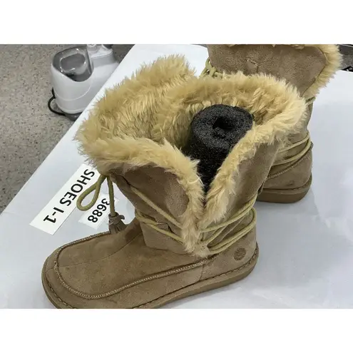 Womans Earth Shoe Miami Size 6 Tan Lined Lace Moccasin Mid calf Boots Brown