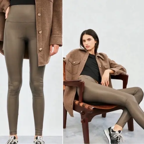 Wilfred Aritzia,  Free - Daria Dark Olive Faux Leather
Leggings - Small